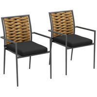 ZÁHRADNÉ stoličky 57/58/87 cm čierne zo steel stohovateľné s podrúčkami 2-dielna súprava - čierna, kov (58/87/57cm) - OKWISH