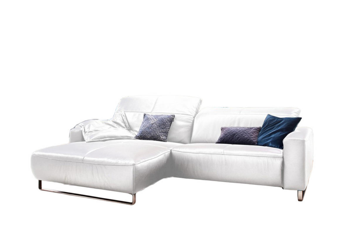 ECKSOFA YORK Weiß Leder - Weiß, Leder (284/180cm) - KAWOLA