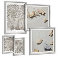 BILDER SET 5er Set - 50x50 cm & 20x30 cm & 40x60 cm Silberner Rahmen - Moderne abstrakte Formen - Silberfarben, Kunststoff (40/60cm) - TULUP