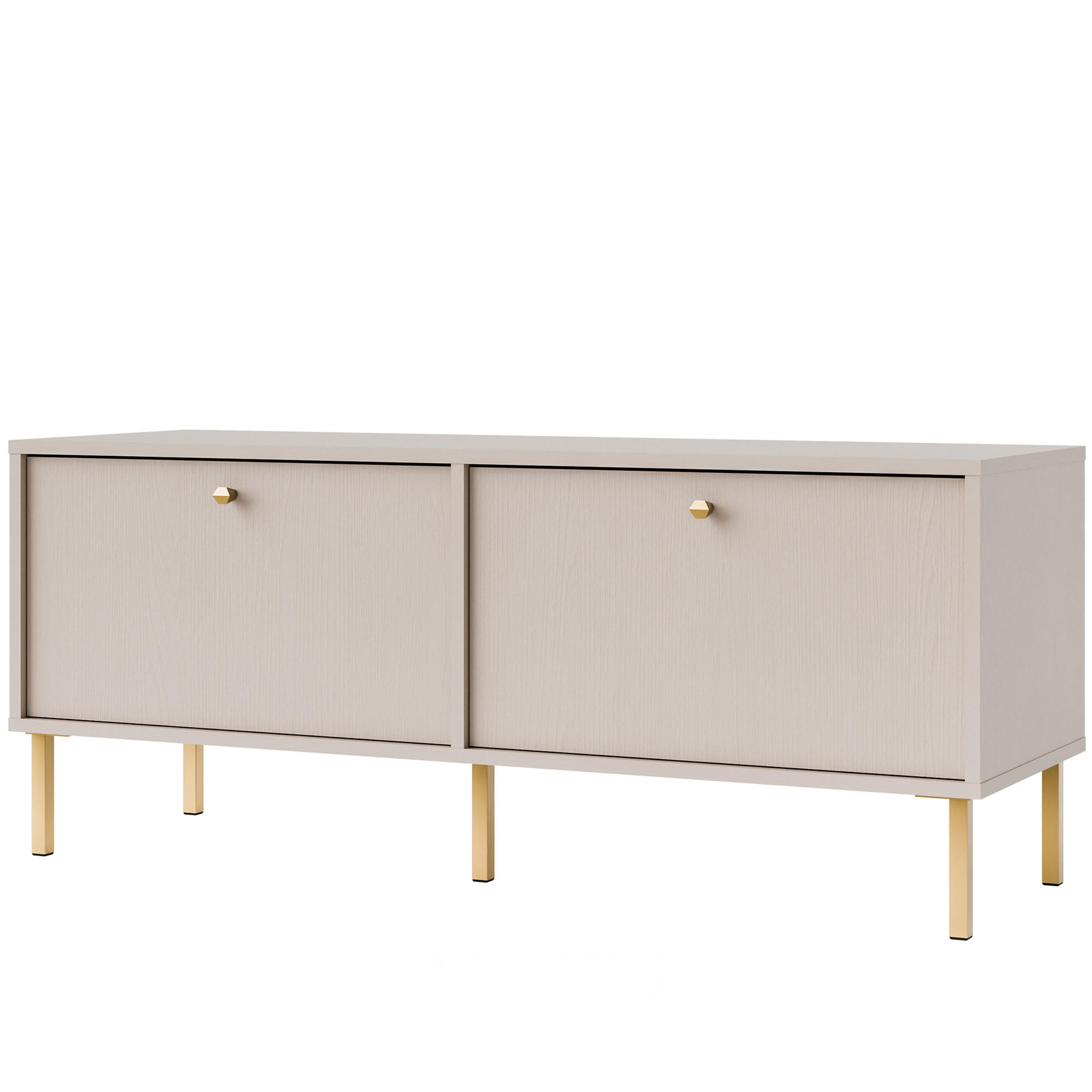 TV-LOWBOARD FLOREN, Creme/Gold - Creme, Holzwerkstoff/Metall (120.6/50/40.8cm) - KONSIMO®
