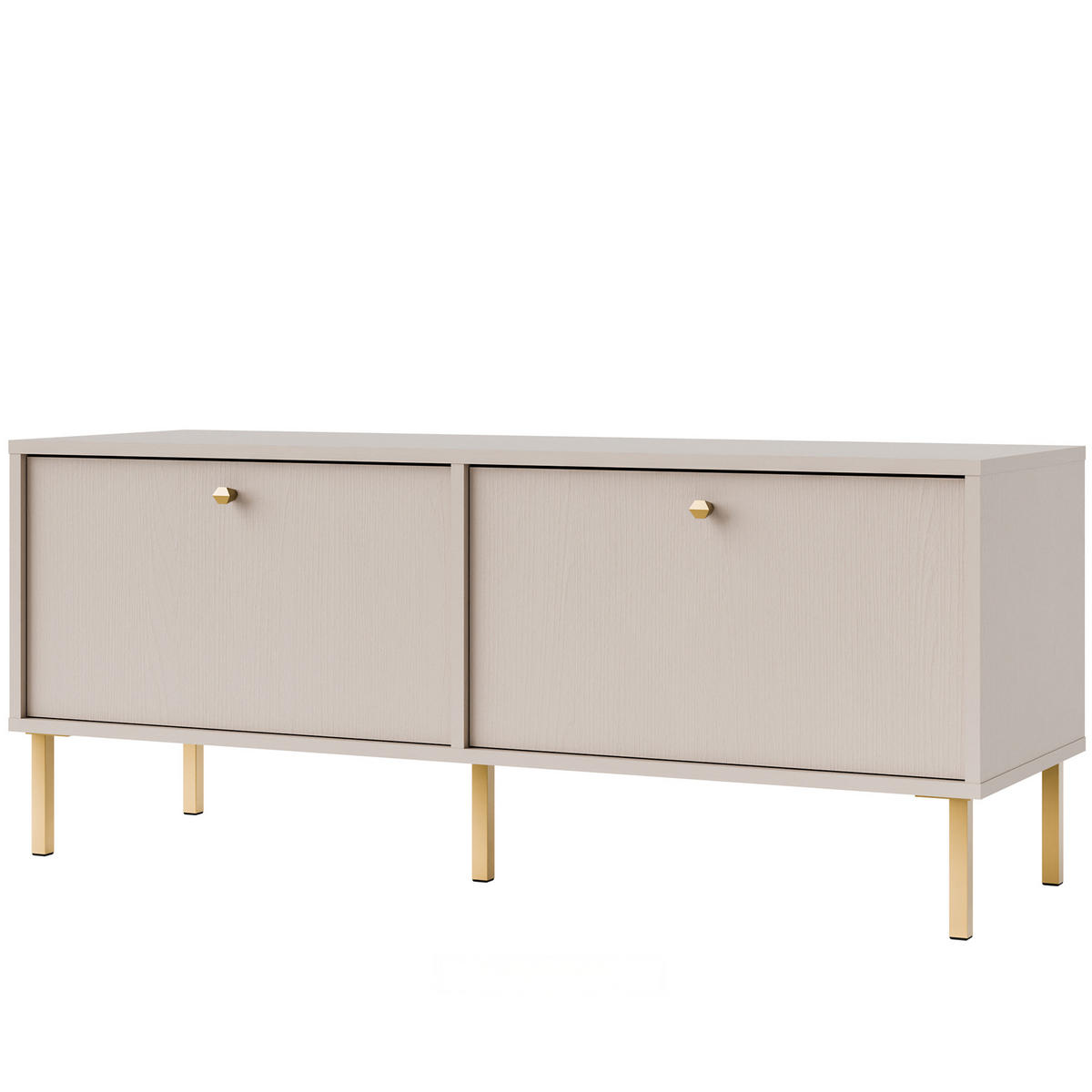 TV-LOWBOARD FLOREN, Creme/Gold - Creme, Holzwerkstoff/Metall (120.6/50/40.8cm) - KONSIMO®