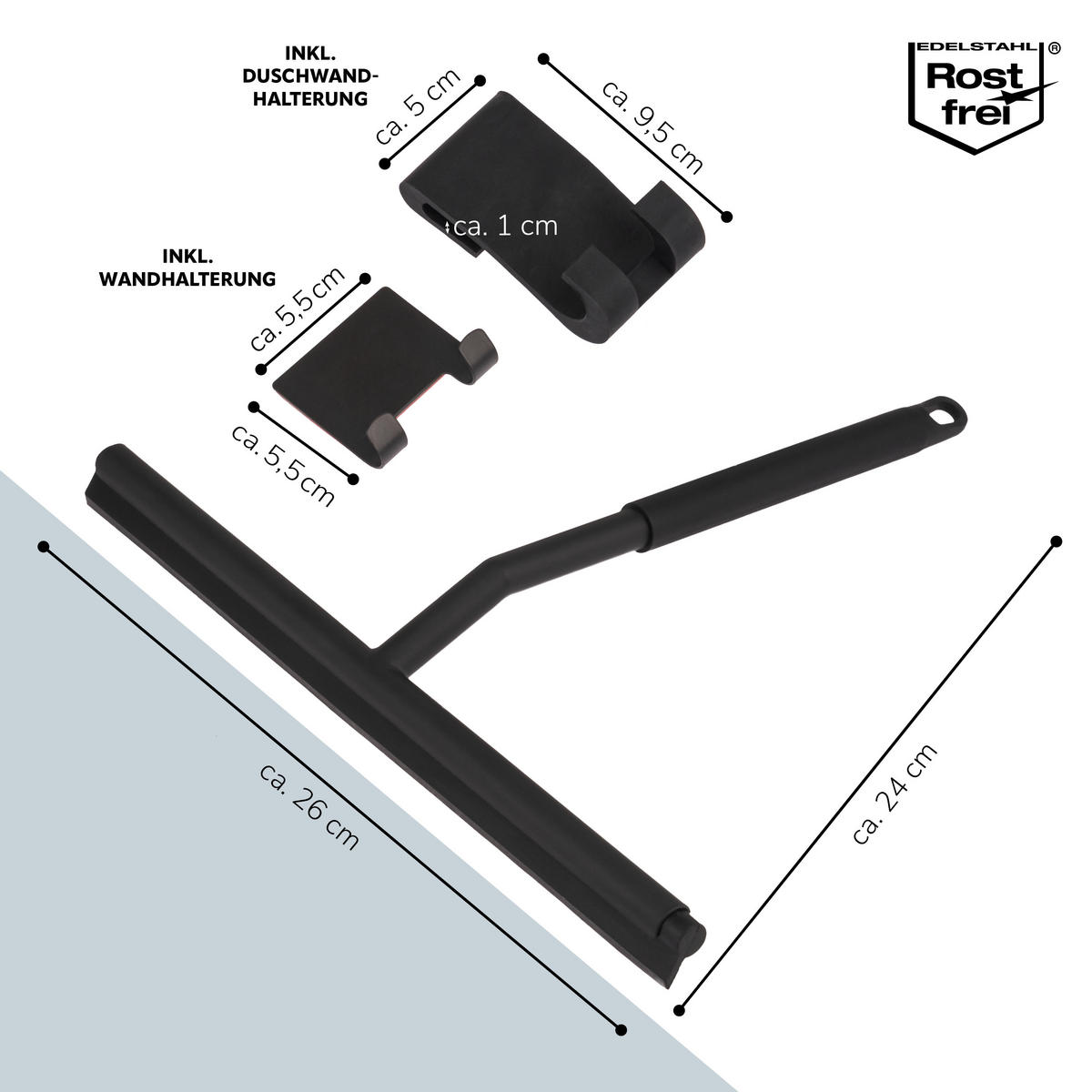 DUSCHABZIEHER 3er-Set, schwarz - Schwarz, Metall (26/20/2cm) - bremermann