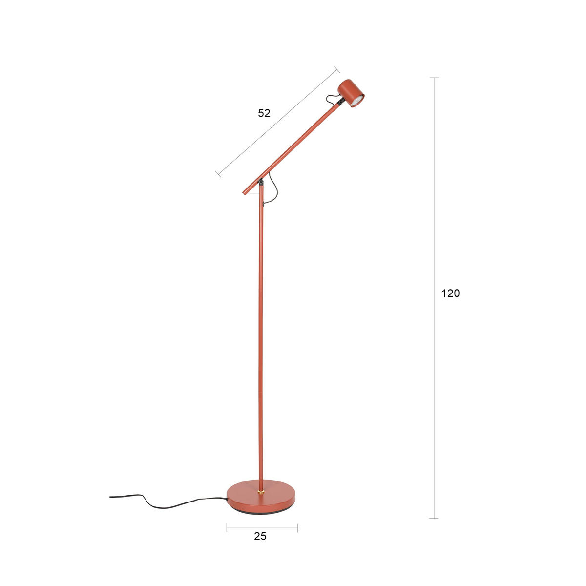 STEHLAMPE Aero Rot - Rot, Metall (57.5/25/120cm) - Housecraft Living