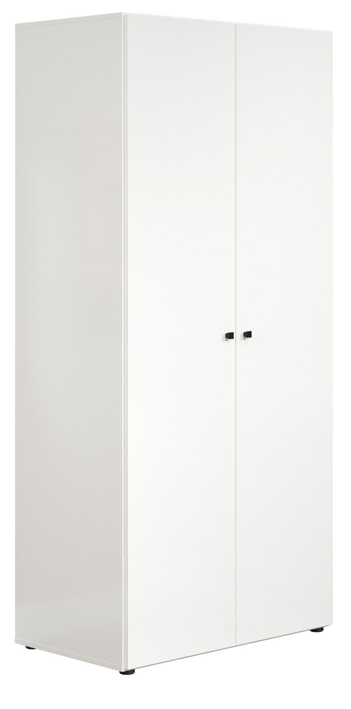 KLEIDERSCHRANK weiß 81 x 176 cm, Drehtürenschrank 2-türig - Schwarz/Weiß, Holzwerkstoff/Kunststoff (81/176/51cm) - Top.Furn