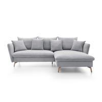 ECKSOFA NERA Grau Kordstoff mit Schlaffunktion - Grau, Holz (258/167cm) - MASSENO