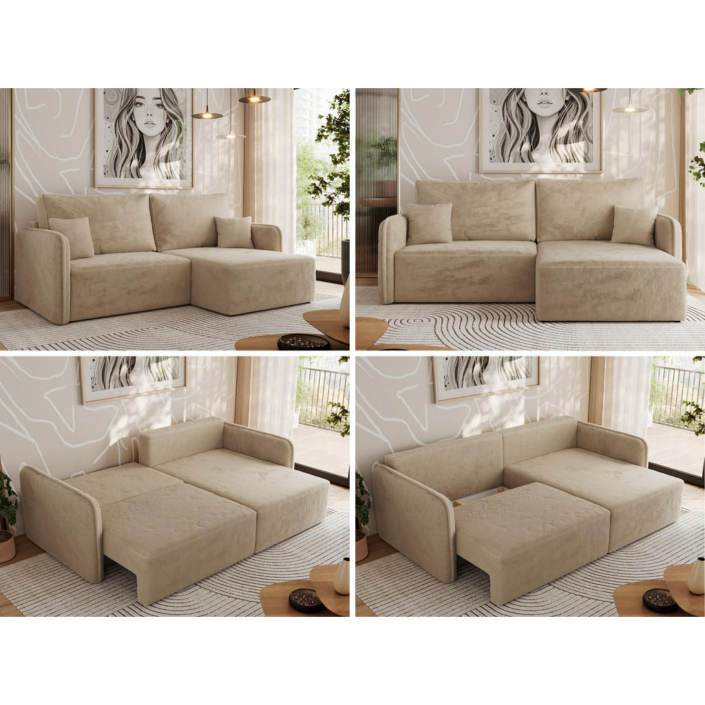 Thumbnail - MKS Eckschlafsofa, Beige, Textil, 3-Sitzer, L-Form,L-Form, 227x147 cm, Oeko-Tex®, Wohnzimmer, Sofas & Couches, Wohnlands...