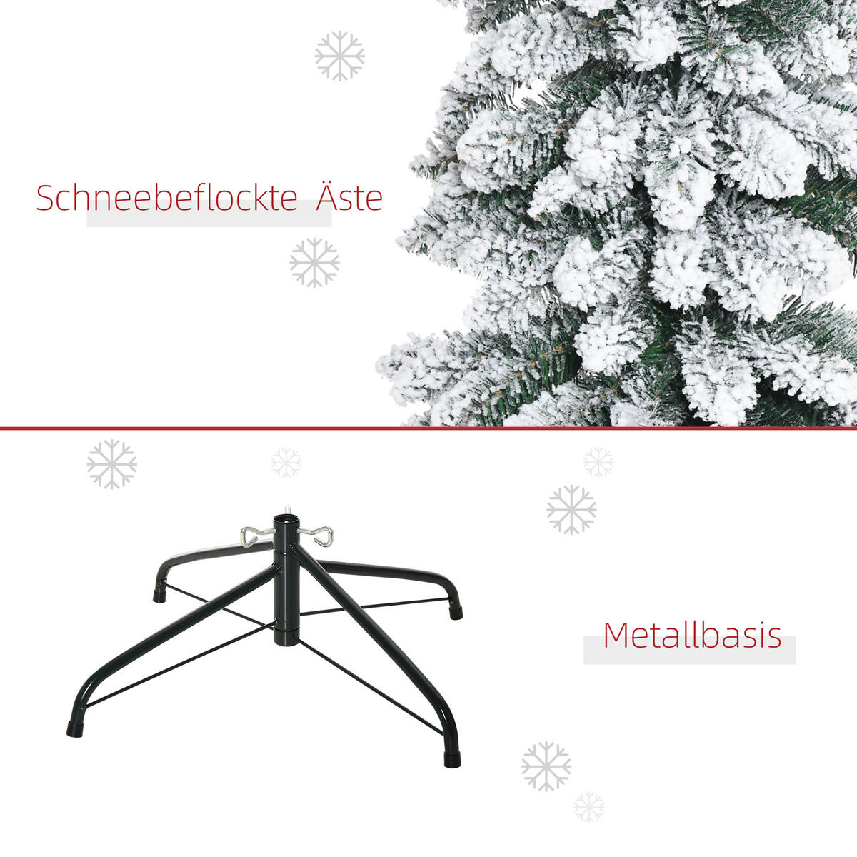 WEIHNACHTSBAUM DE-41543 Schneeeffekt, schmal, 180 cm Grün/Weiß - Weiß/Grün, Kunststoff (180cm) - ComfortXL