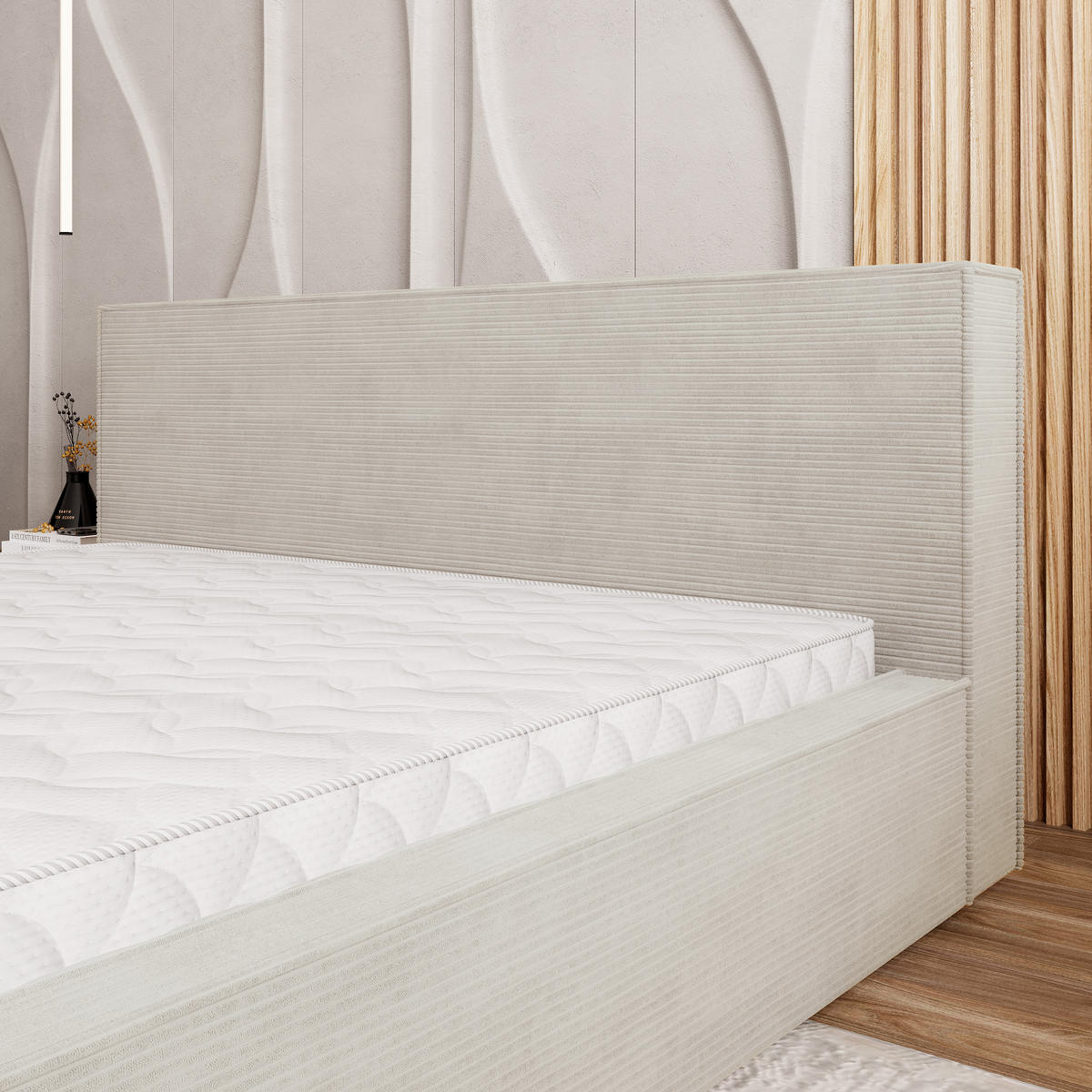 POLSTERBETT CELORA 140x200 cm mit Bettkästen - Creme - Creme, Holz (140/200cm) - MASSENO