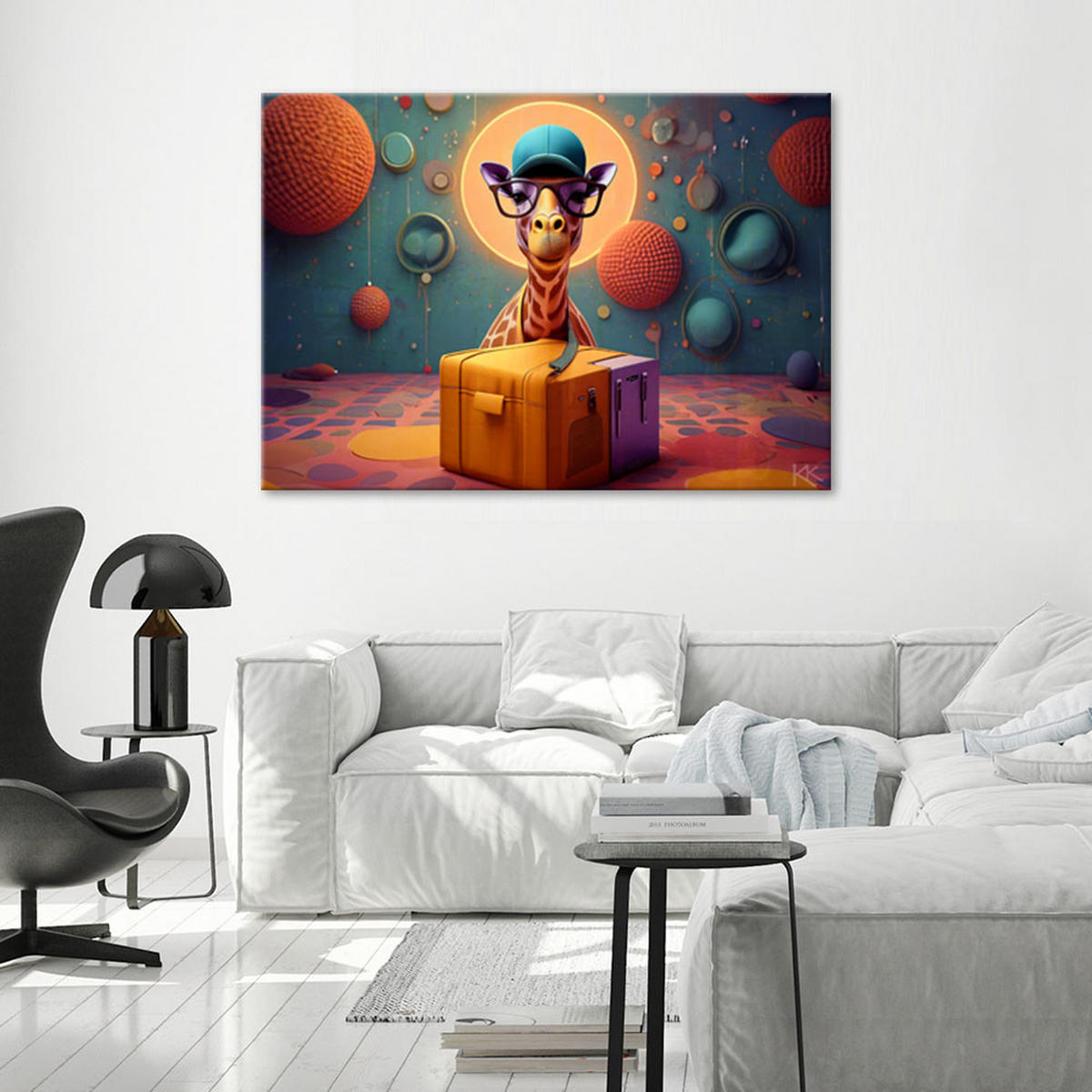 WANDBILD abstrakte giraffe - Multicolor, Textil (60/40cm) - Feeby