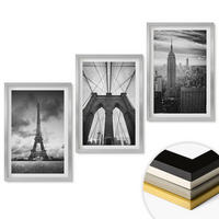 WANDBILDER 3er Set - 40x60 cm Silberner Rahmen - Monochromatische Brückentürme - Silberfarben, Kunststoff (40/60cm) - ArtPrintCave
