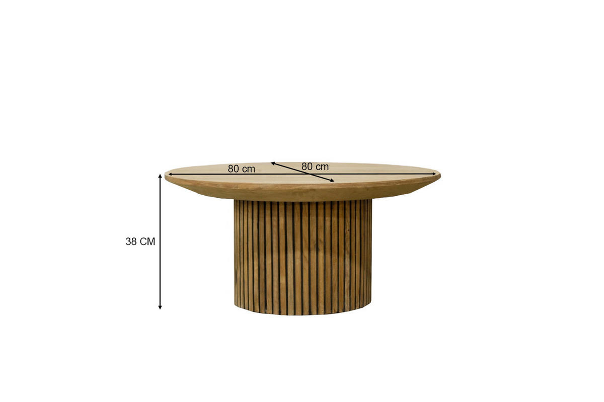 COUCHTISCH rund aus Teakholz 80cm, braun - Braun, Holz (80/80/36cm) - Livingfurn