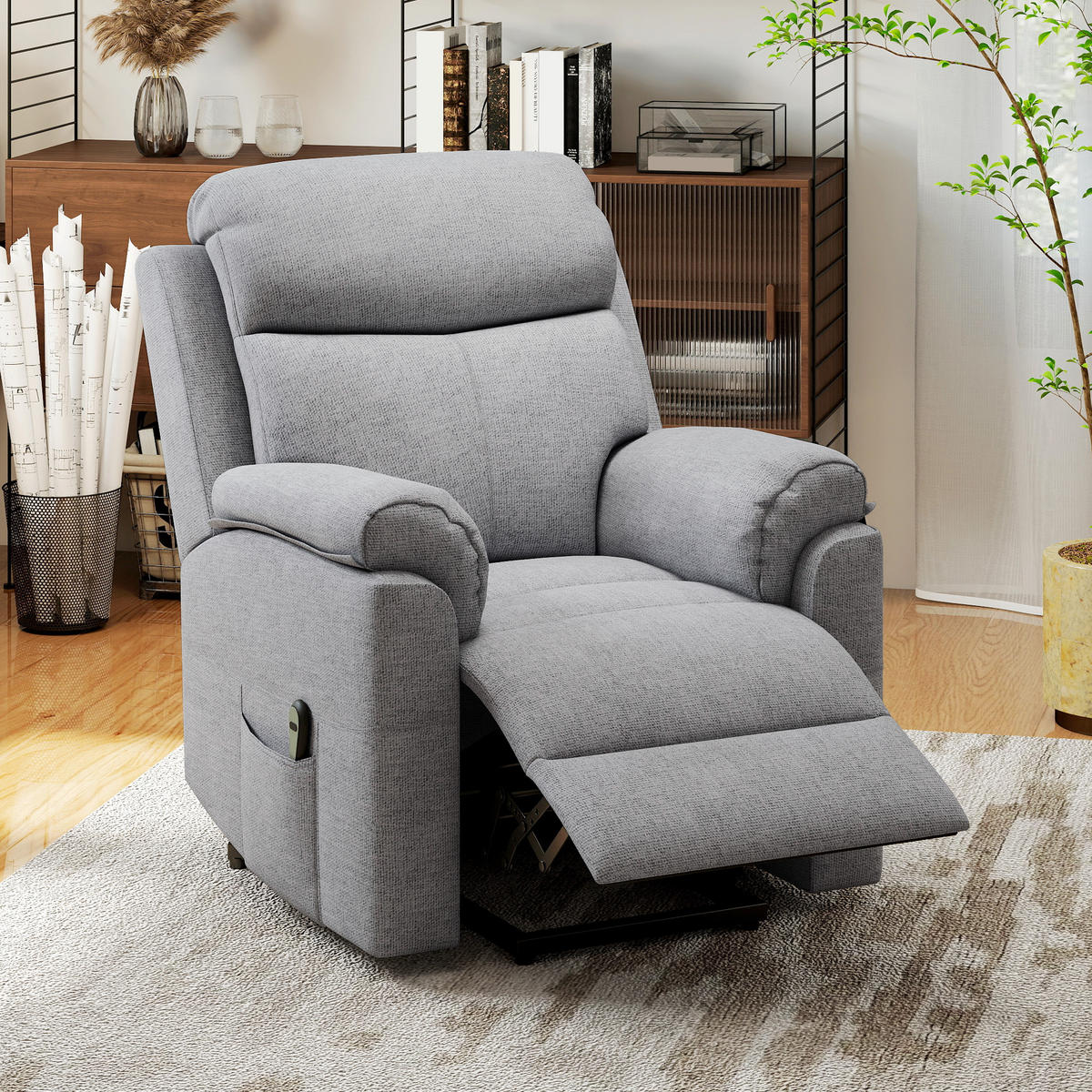 RELAXSESSEL Elektrisch Fernsehsessel mit Aufstehhilfe, 5 Massagemodi, Grau - Grau, Kunststoff (83/102/89cm) - HOMCOM