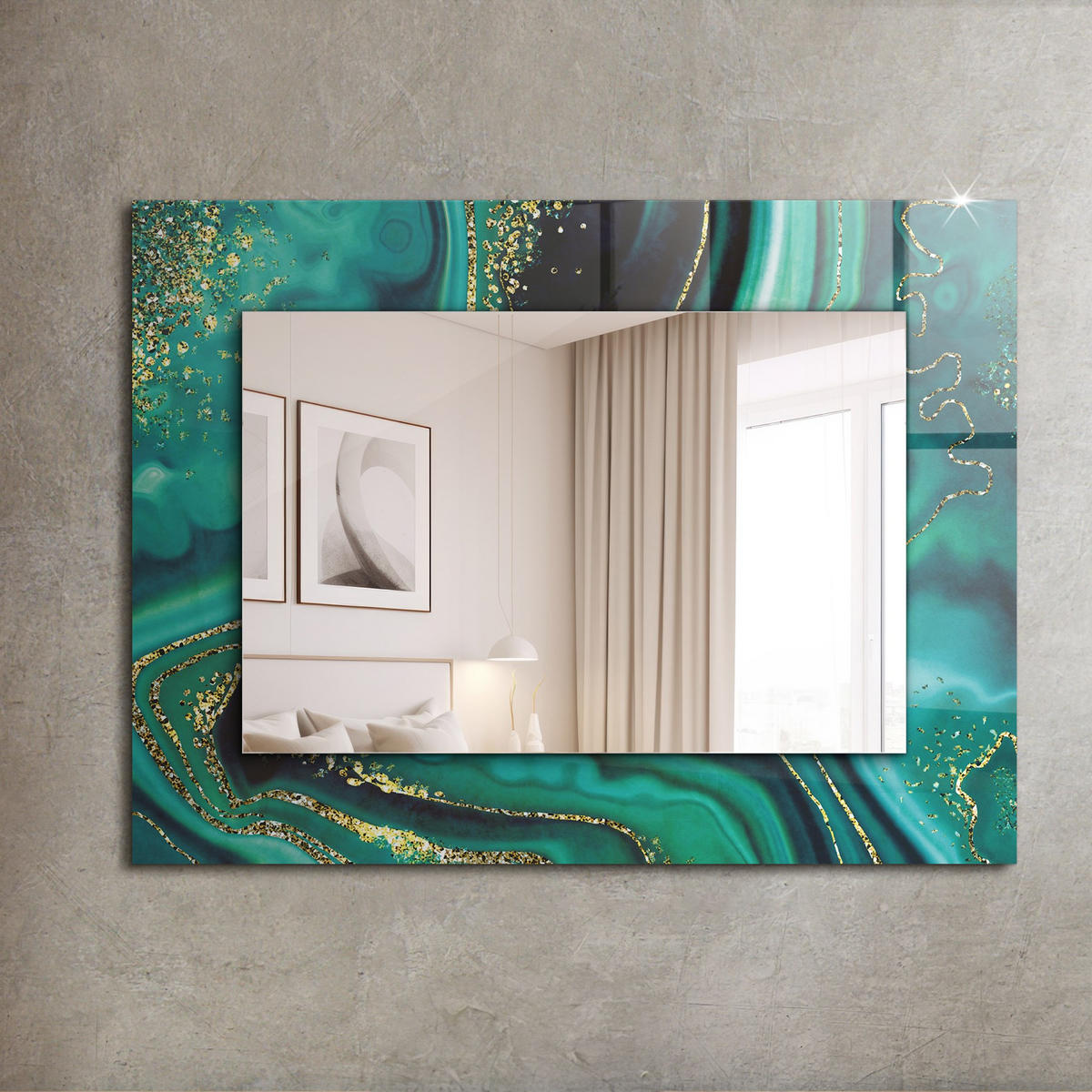 SPIEGEL 80 x 60 cm Rechteckig mit Aufdruck - Jadegrün, Glas (80/60/0.4cm) - TULUP