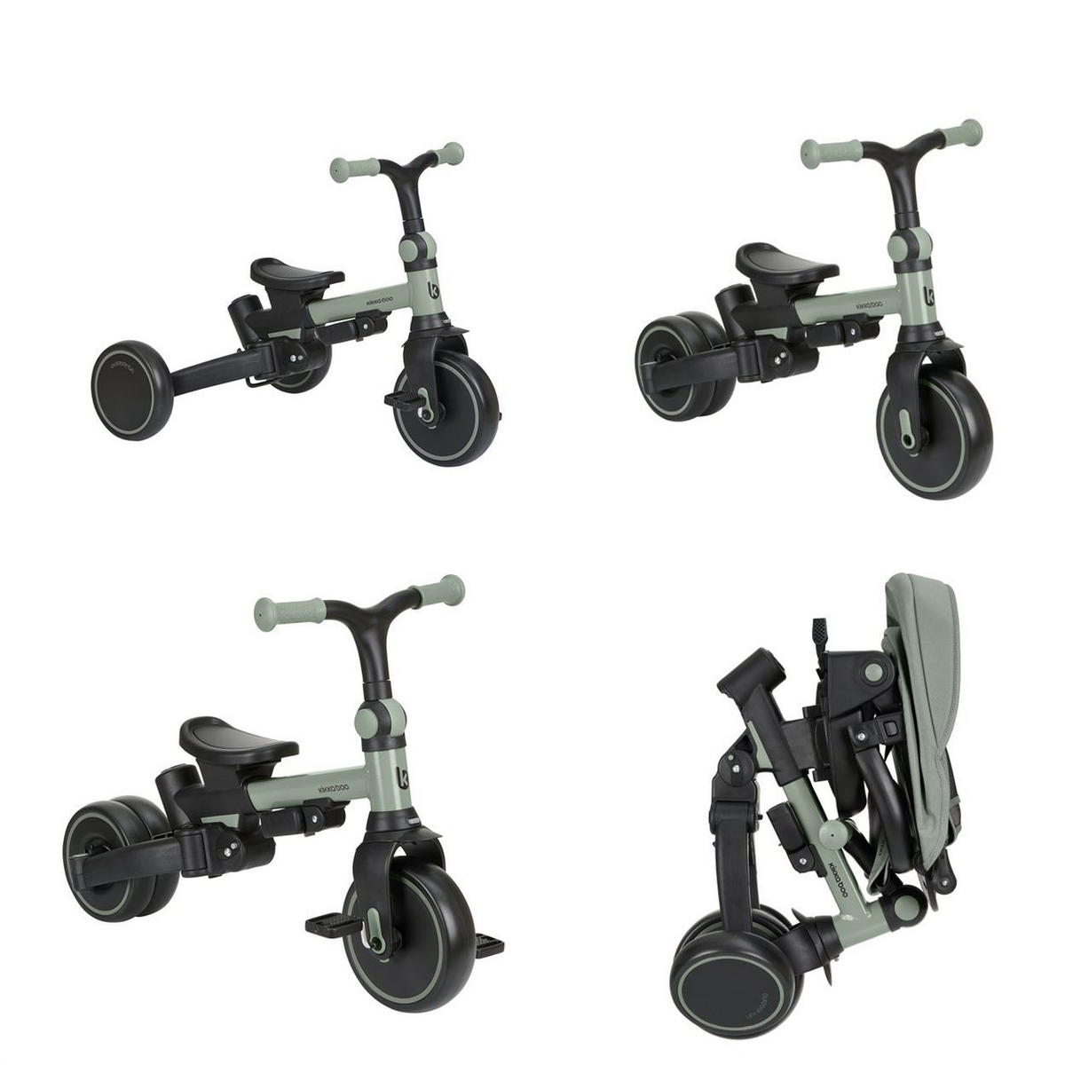 DREIRAD Aluma 5 in 1 Laufrad grün Schiebegriff Fußstütze Tragegriff Bremse - Grün, Metall (71/49/99cm) - Kikka boo