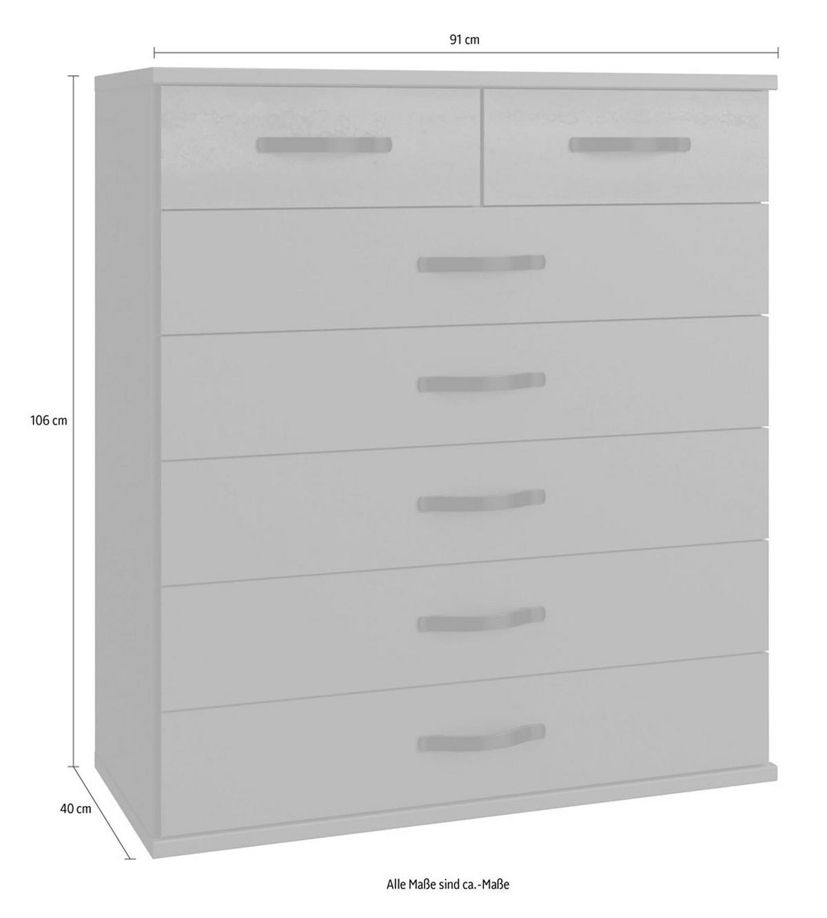 KOMMODE Duo2 Graphit / Digitalprint Steel-Optik 91 / 40 / 106cm - Graphitfarben/Grau, Holz/Holzwerkstoff (91/106/40cm) - Wimex