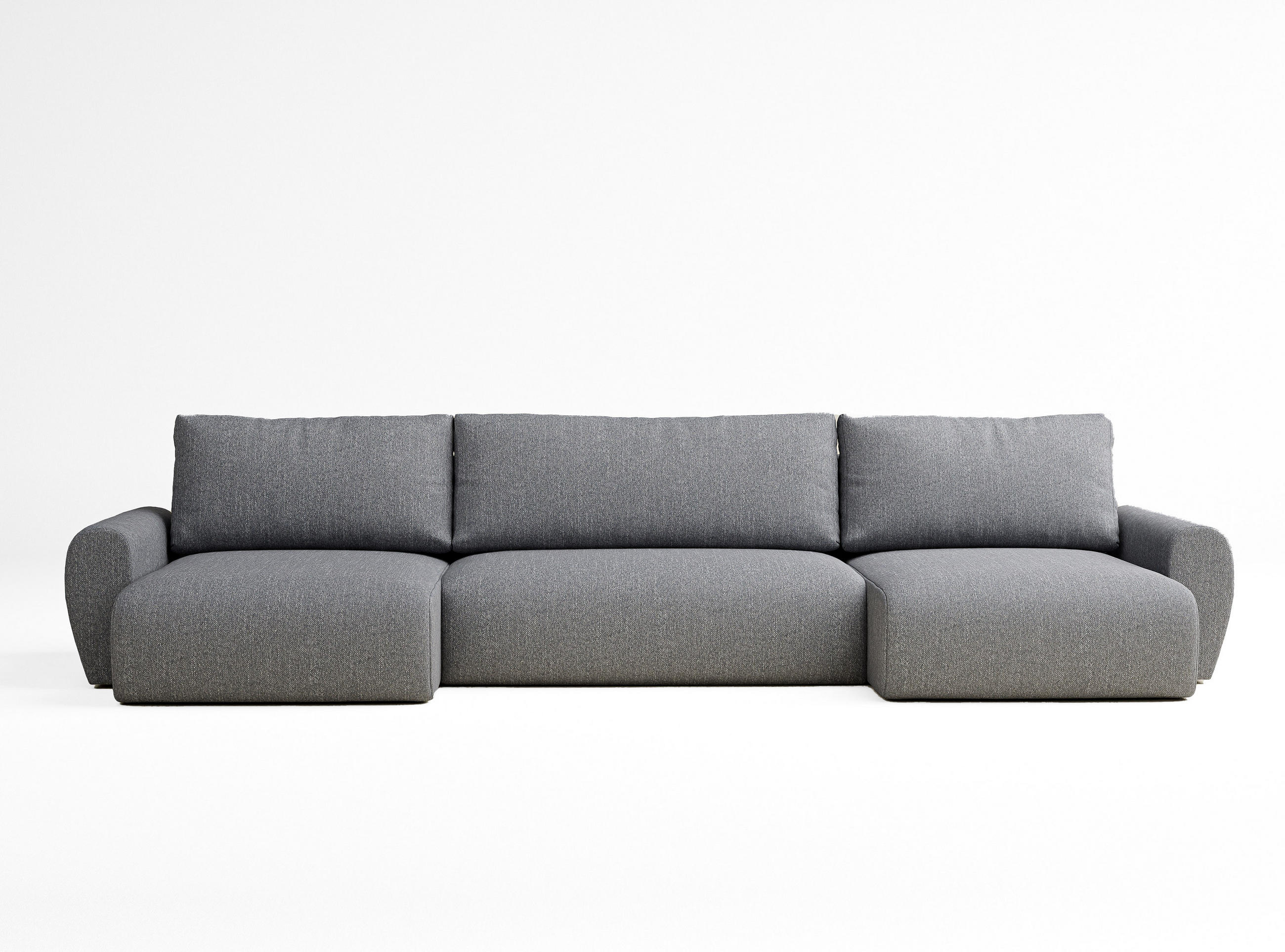 WOHNLANDSCHAFT MIT SCHLAFFUNKTION Numba Grau Webstoff - Schwarz/Grau, Holz/Holzwerkstoff (397/70/153cm) - Maison de Reve