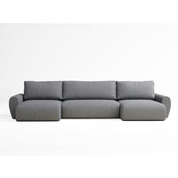 WOHNLANDSCHAFT MIT SCHLAFFUNKTION Numba Grau Webstoff - Schwarz/Grau, Holz/Holzwerkstoff (397/70/153cm) - Maison de Reve