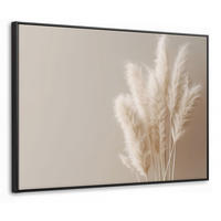LEINWAND Bilder mit Rahmen - Pampasgras - Federn - Pastell - Weiß - 80x60 - Naturfarben, Textil (80/60cm) - MuchoWow