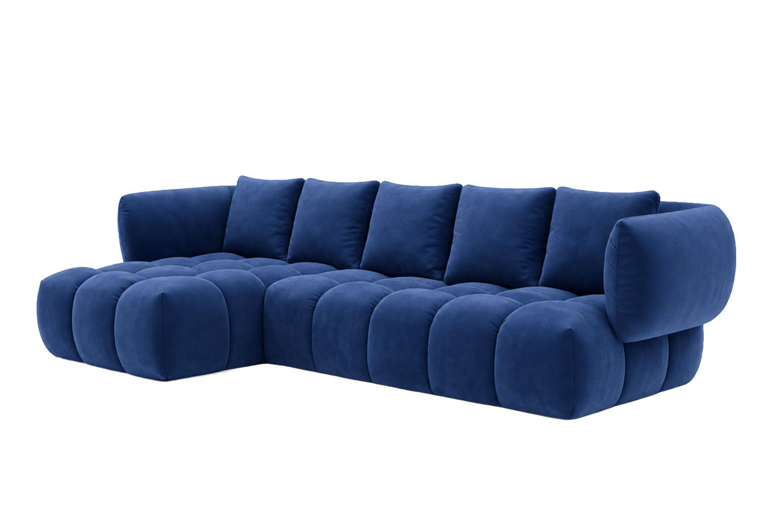 ECKSOFA L-Form, Veloursstoff Bluvel, Tintenblau, Links, SEVIO L - Blau, Holz (242/175cm) - Kaiser Möbel