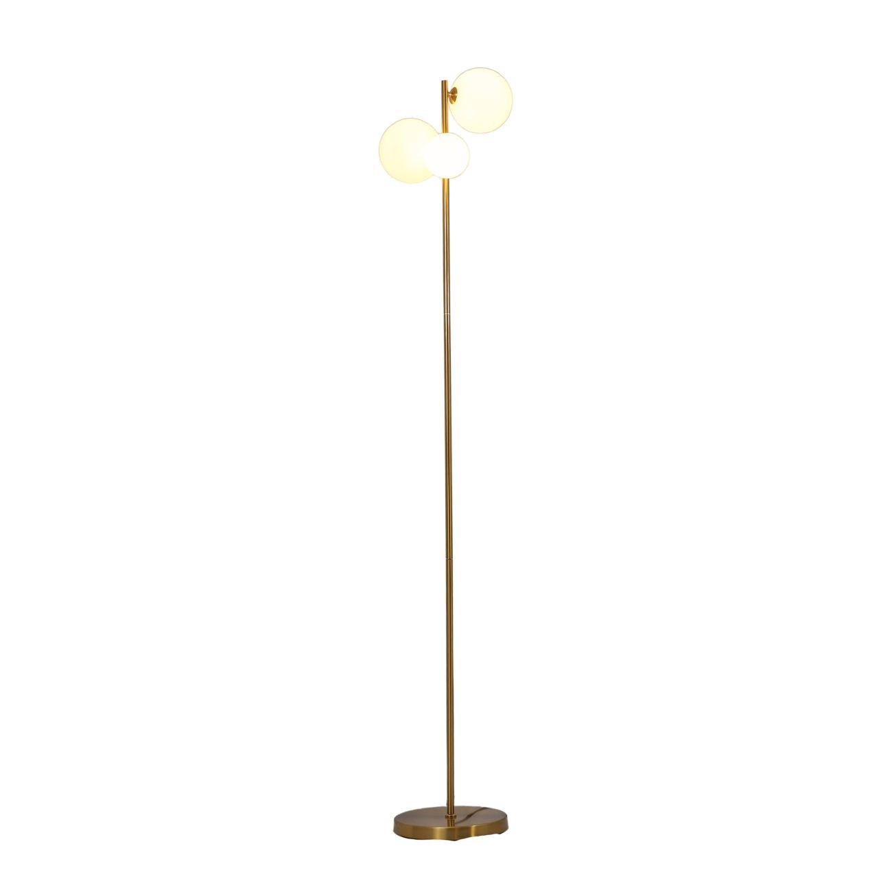 STEHLEUCHTE Melinda, Messing und Weiß, 150cm - Messingfarben, Glas (150/25/150cm) - KOSILUM