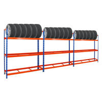 REIFENREGAL Tiger XL 3er-Set mit 3x 200x180x45 cm 300 kg Fachlast bis zu 63 Reifen Blau-Orange - Orange, Metall (540/200/45cm) - PROREGAL