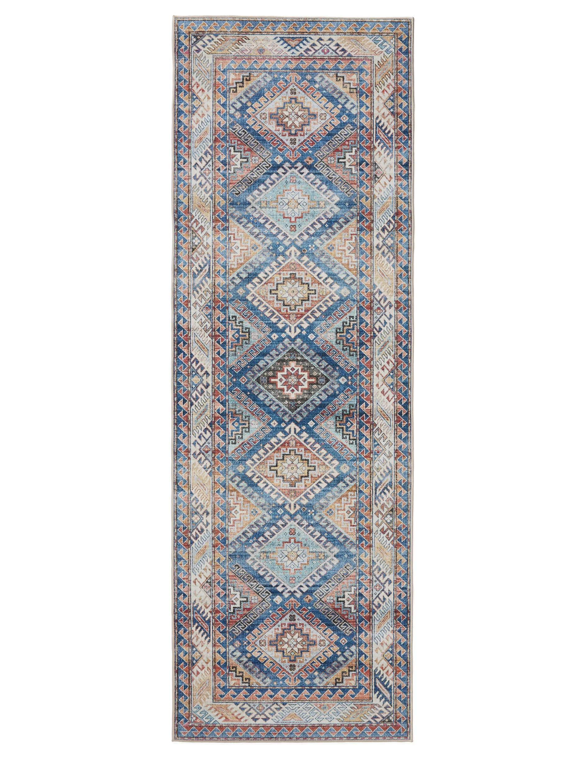 VINTAGE-LÄUFER George waschbar 80x240 cm - Blau, Kunststoff (80/240cm) - benuta