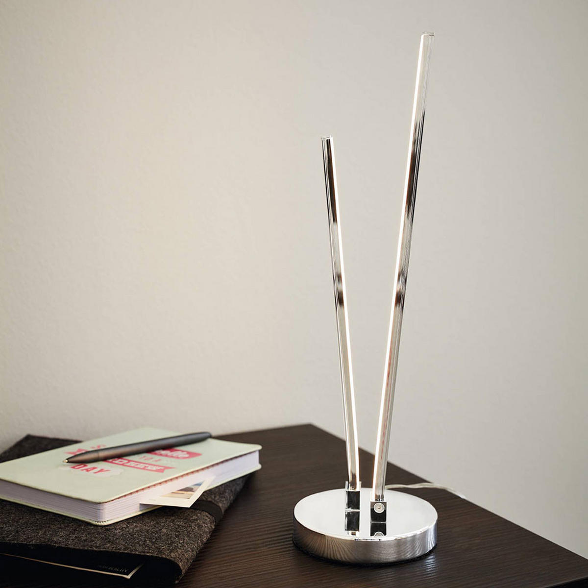 LED TISCHLEUCHTE Parri Chrom Silber - Silberfarben, Metall (15/15/37cm)