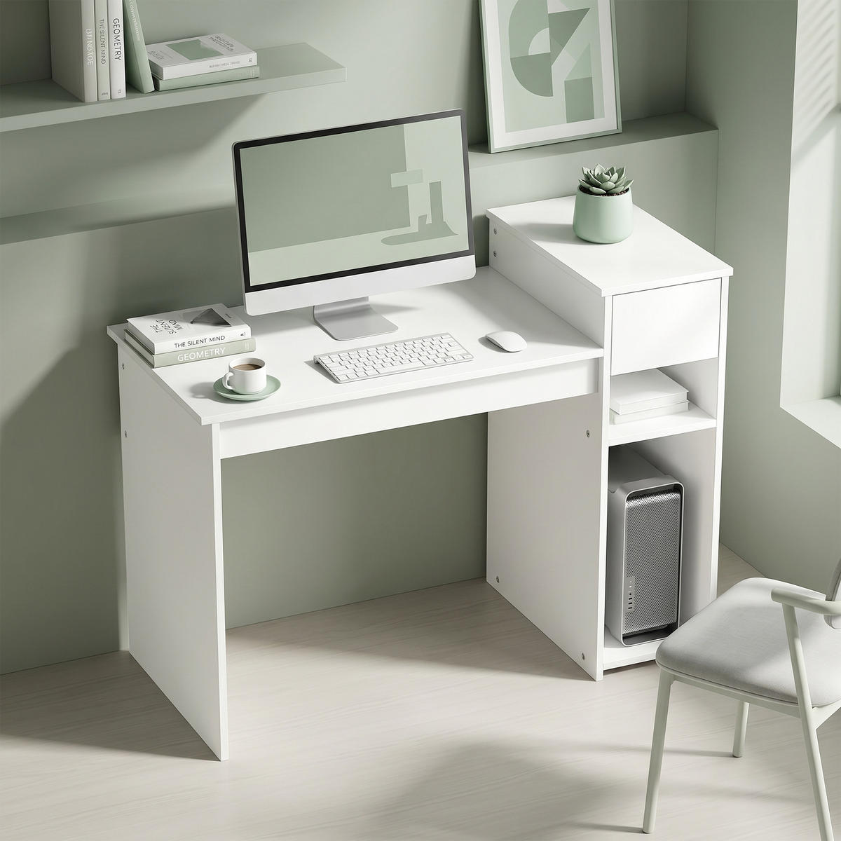 BÜROTISCH Weiß 1 Stück - Weiß, Holzwerkstoff (50/108/82cm) - GiPP