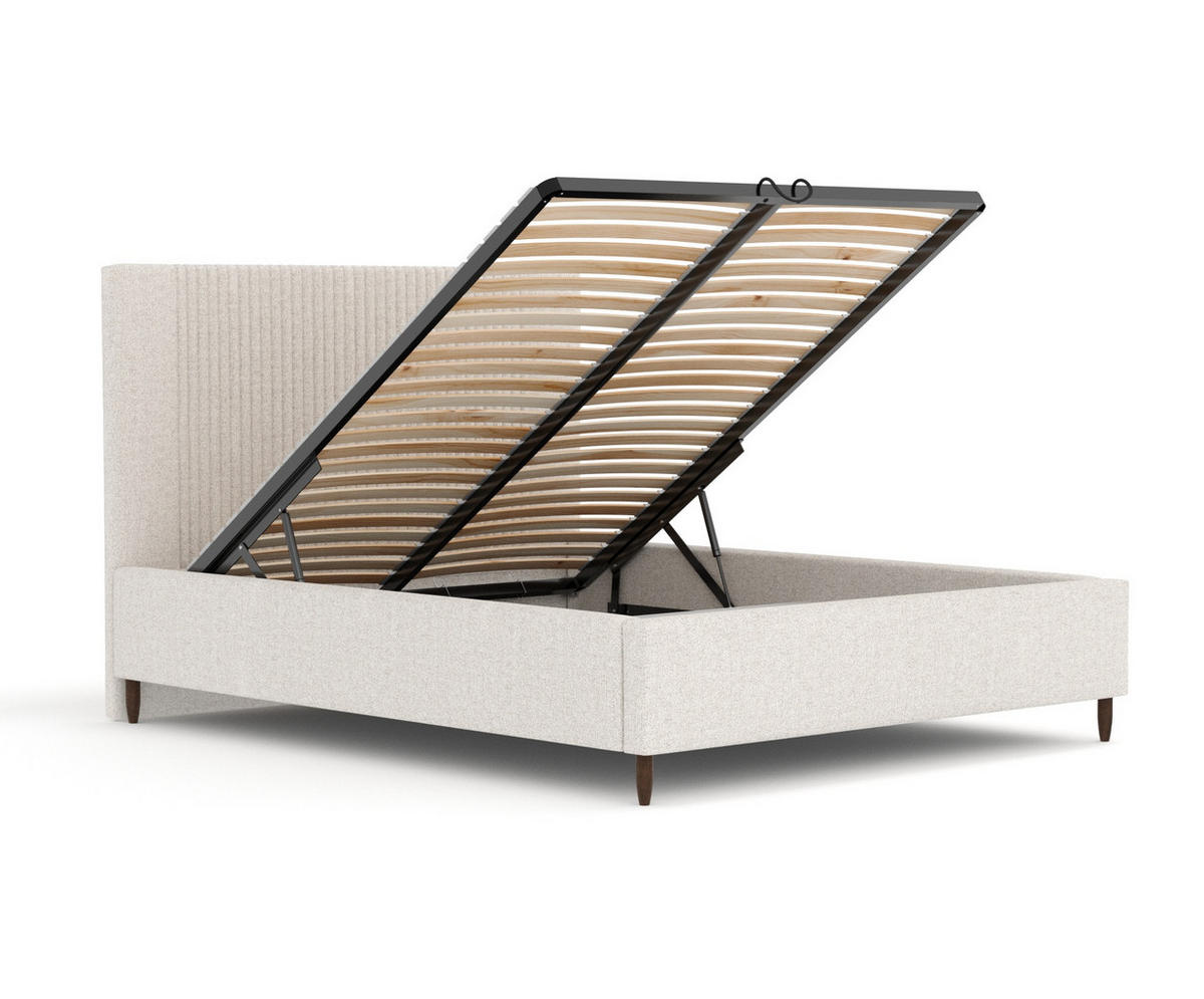 POLSTERBETT Etero Creme 140/200 cm im Webstoff - Wengefarben/Creme, Holz/Holzwerkstoff (140/200cm) - Maison de Reve