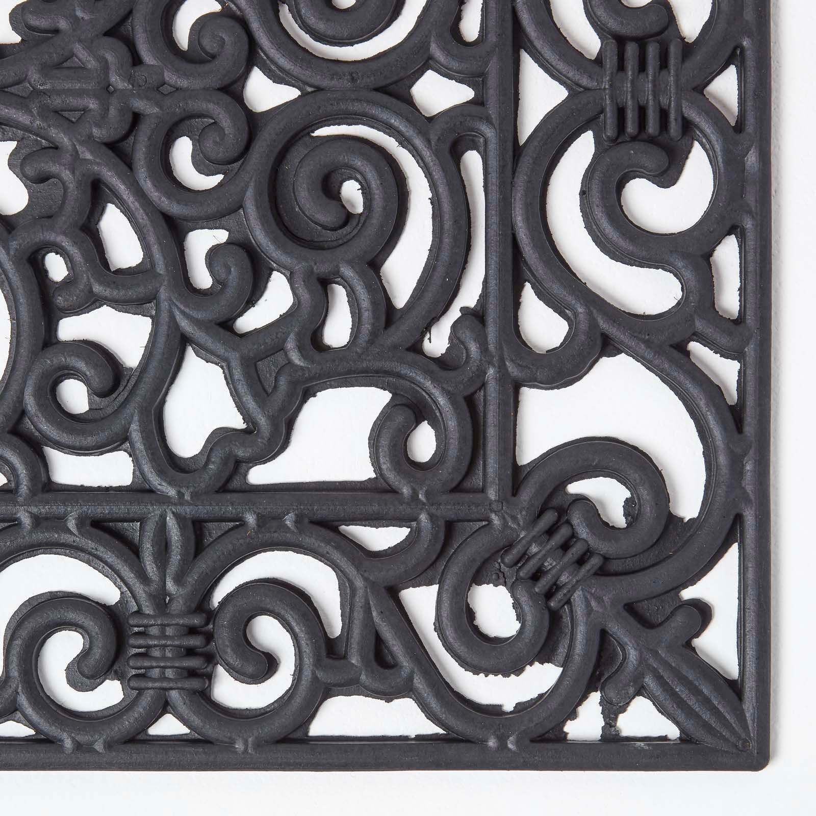 FUSSMATTE Ornament, Gummi 45/70 cm - Schwarz, Naturmaterialien (45/70cm) - Homescapes
