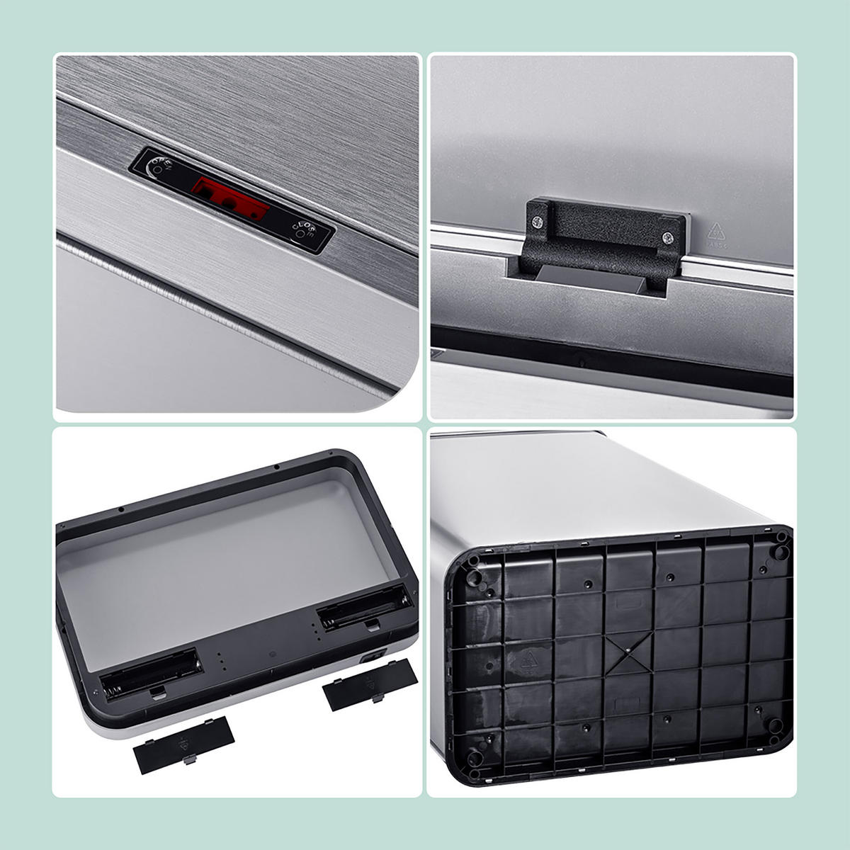 SENZOROVÝ kôš - strieborná, kov/plast (42/63/27cm) - Relaxdays