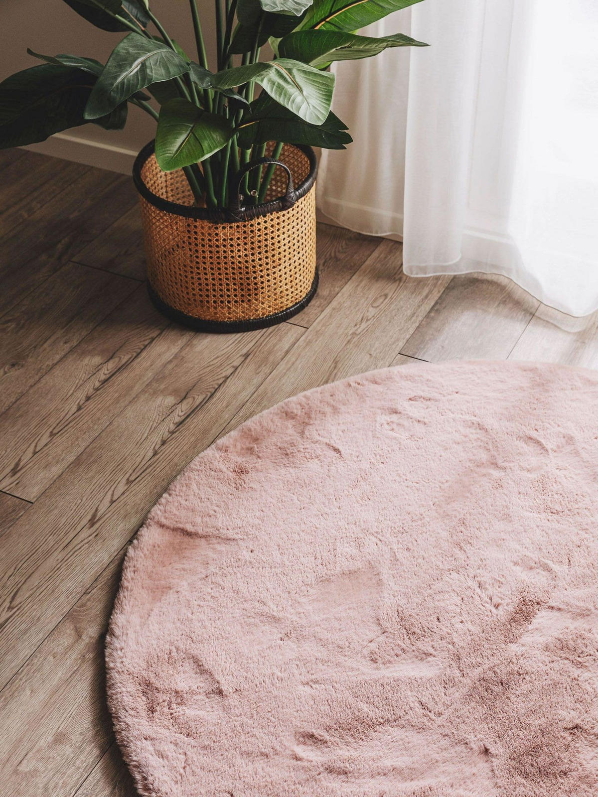 KUNSTFELL-TEPPICH Dave Rosa ø 180 cm rund - Rosa, Kunststoff/Textil (180/1cm) - KUNSTLOFT