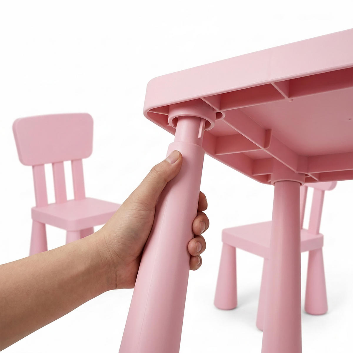 SESTAVA Růžová dětský stůl 2 židle - růžová, plast (77/48/55cm) - Relaxdays