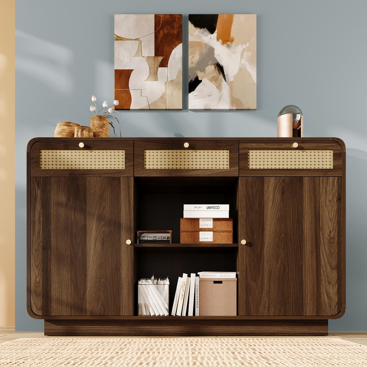 SIDEBOARD Walnuss 120/40/85 cm - Walnussfarben, Holzwerkstoff (120/85/40cm) - PANGIVO