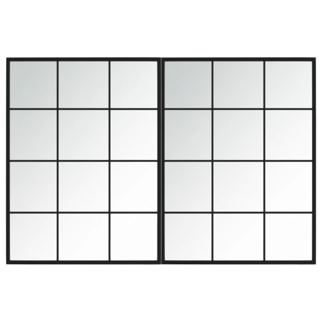 WANDSPIEGEL 2 Stk. Schwarz 80x60 cm Metall - Schwarz, Metall (80/60/160cm) - furnicato