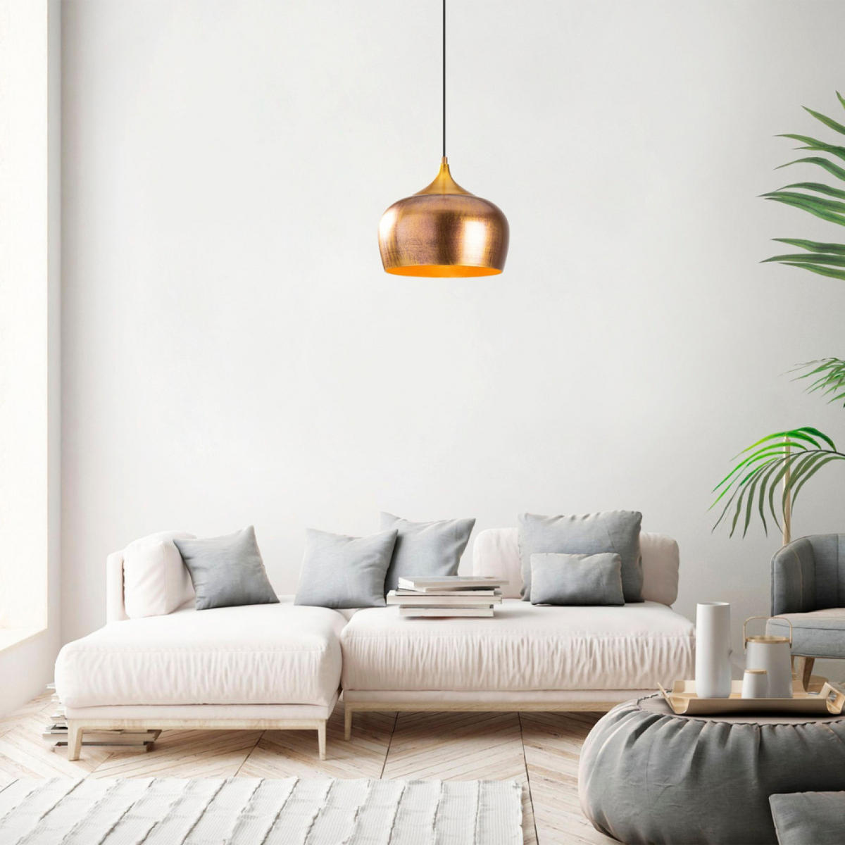 HÄNGELEUCHTE camille farbe gold 40w - Goldfarben, Metall (30/30/123cm) - Concept Usine