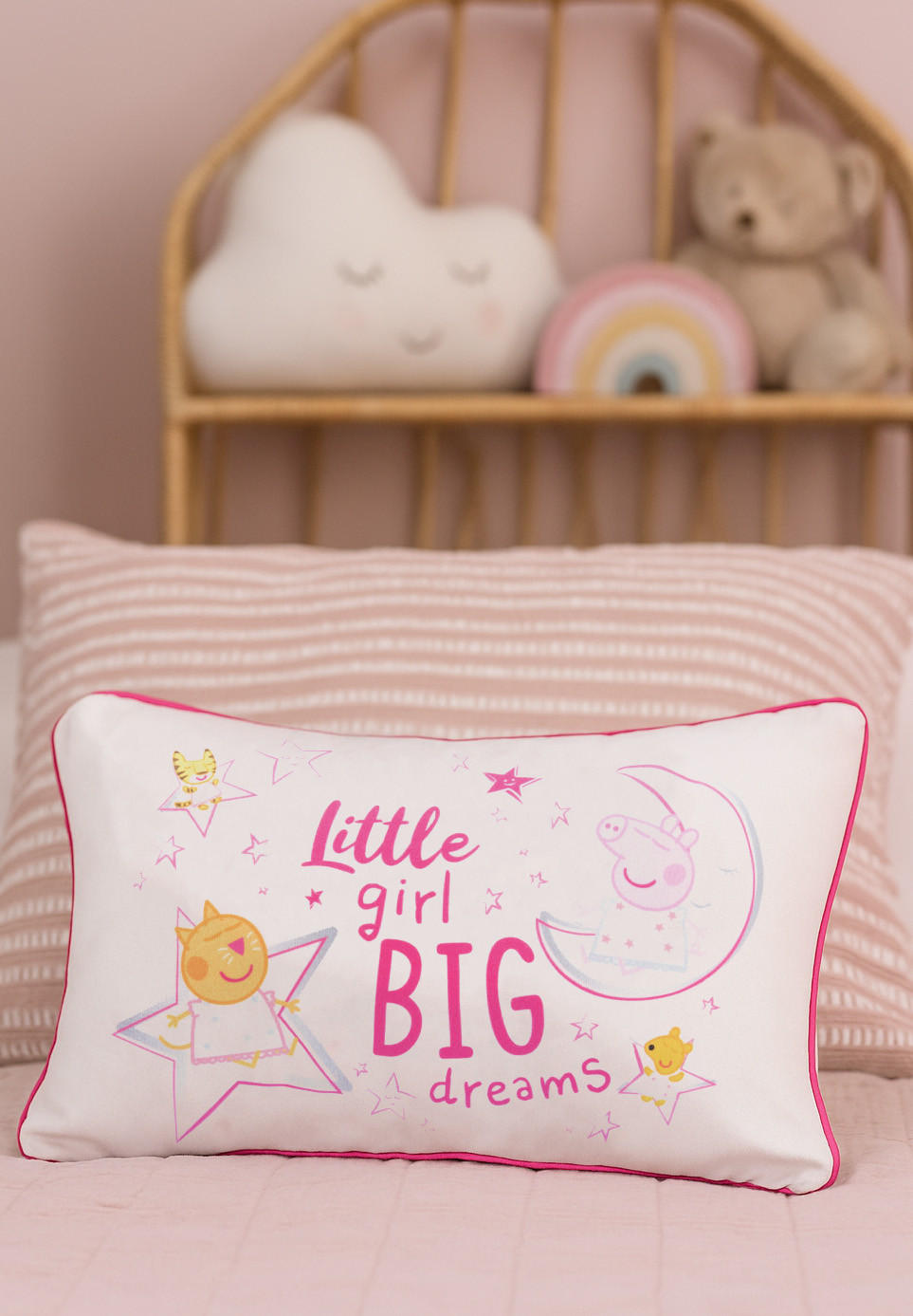 KINDERKISSEN Peppa Wutz Little girl Big dreams Rosa 40 x 23 cm - Rosa, Textil (40/23cm) - United Labels