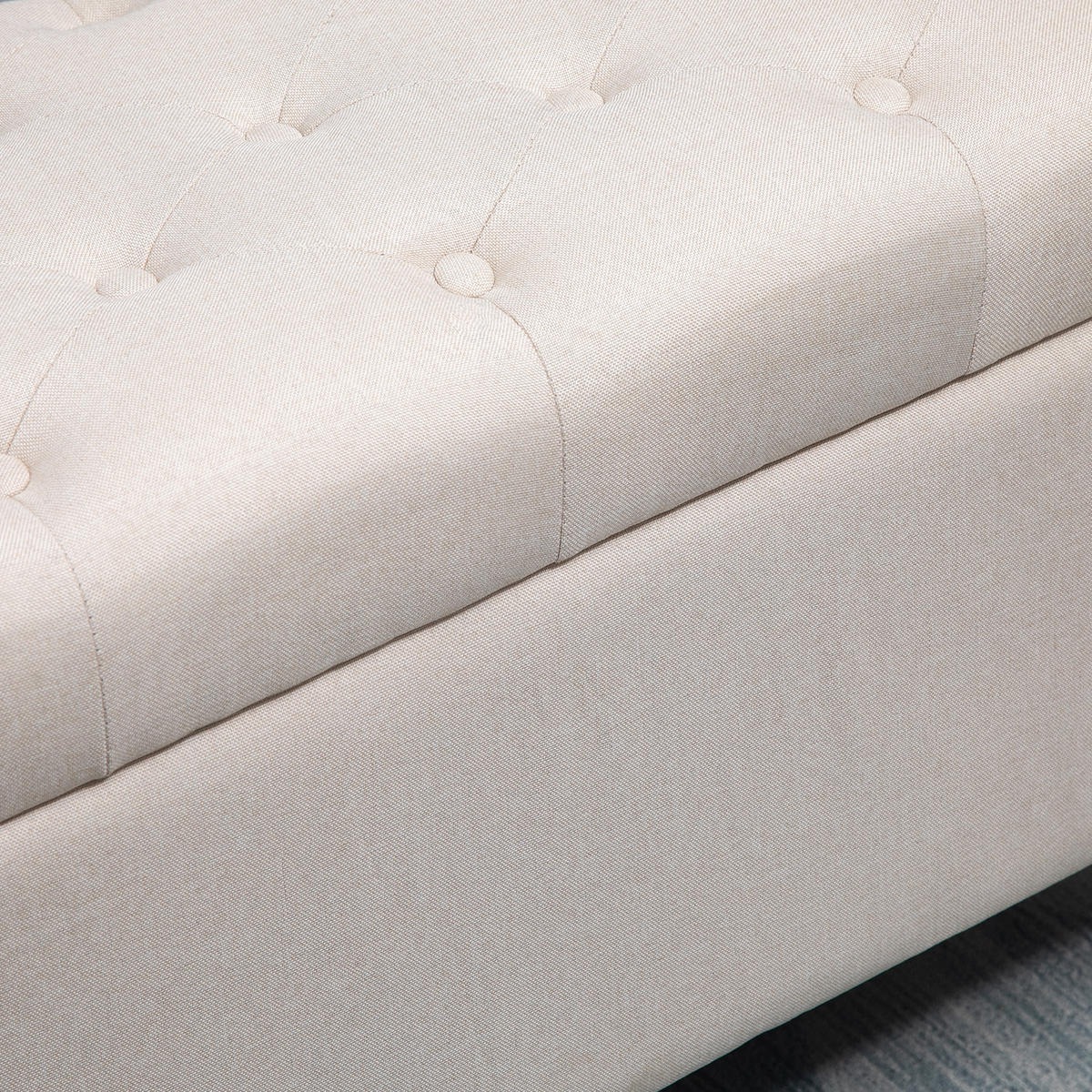 TRUHENBANK DE-16415 mit Knopfheftung und Stauraum Weiß - Weiß, Textil (100/44/40cm) - ComfortXL