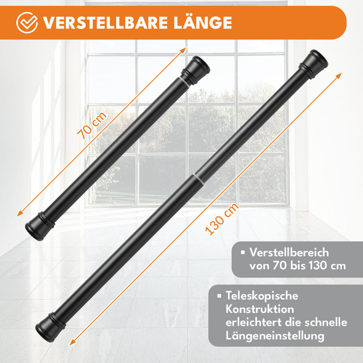 VORHANGSTANGE, Schwarz - Schwarz, Metall (2/120cm) - KRUMAD