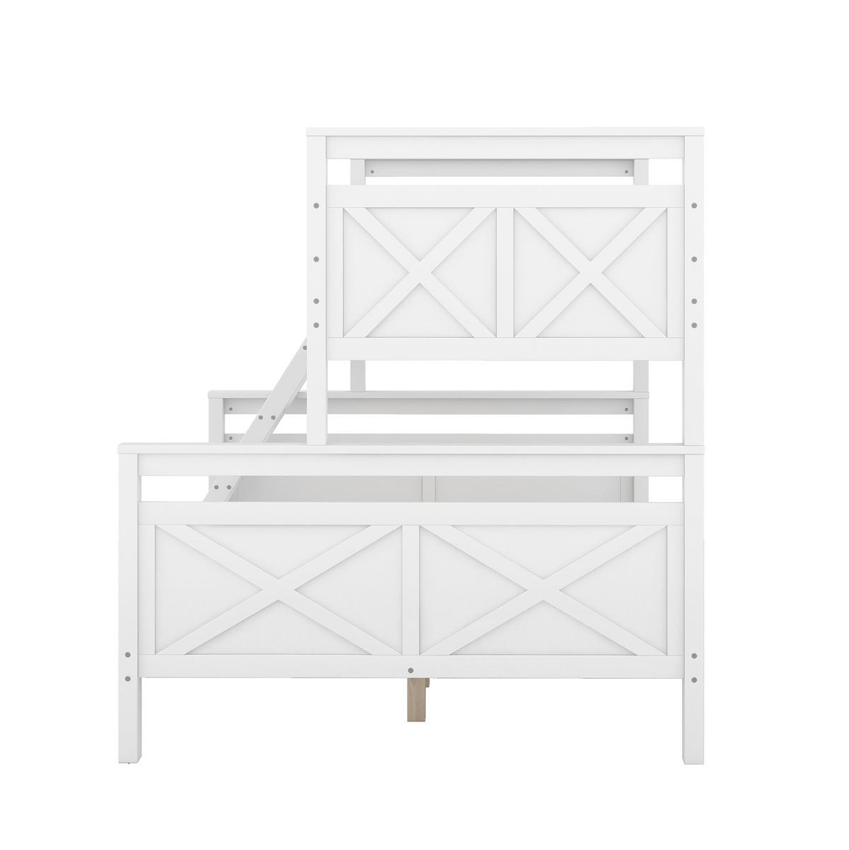 ETAGENBETT 90/200 cm weiß mit Rutsche aus massivem Holz - Weiß, Holz (90/200cm) - OKWISH