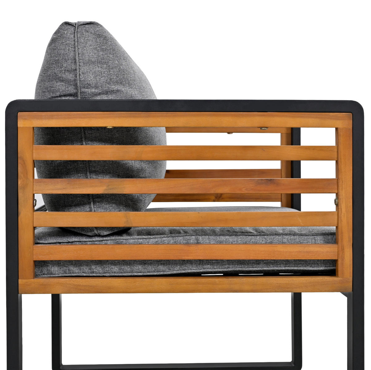 GARTENMÖBEL 110x60x63.5cm grau aus Metall und Holz, mit Kissen - Grau, Metall - Modfu