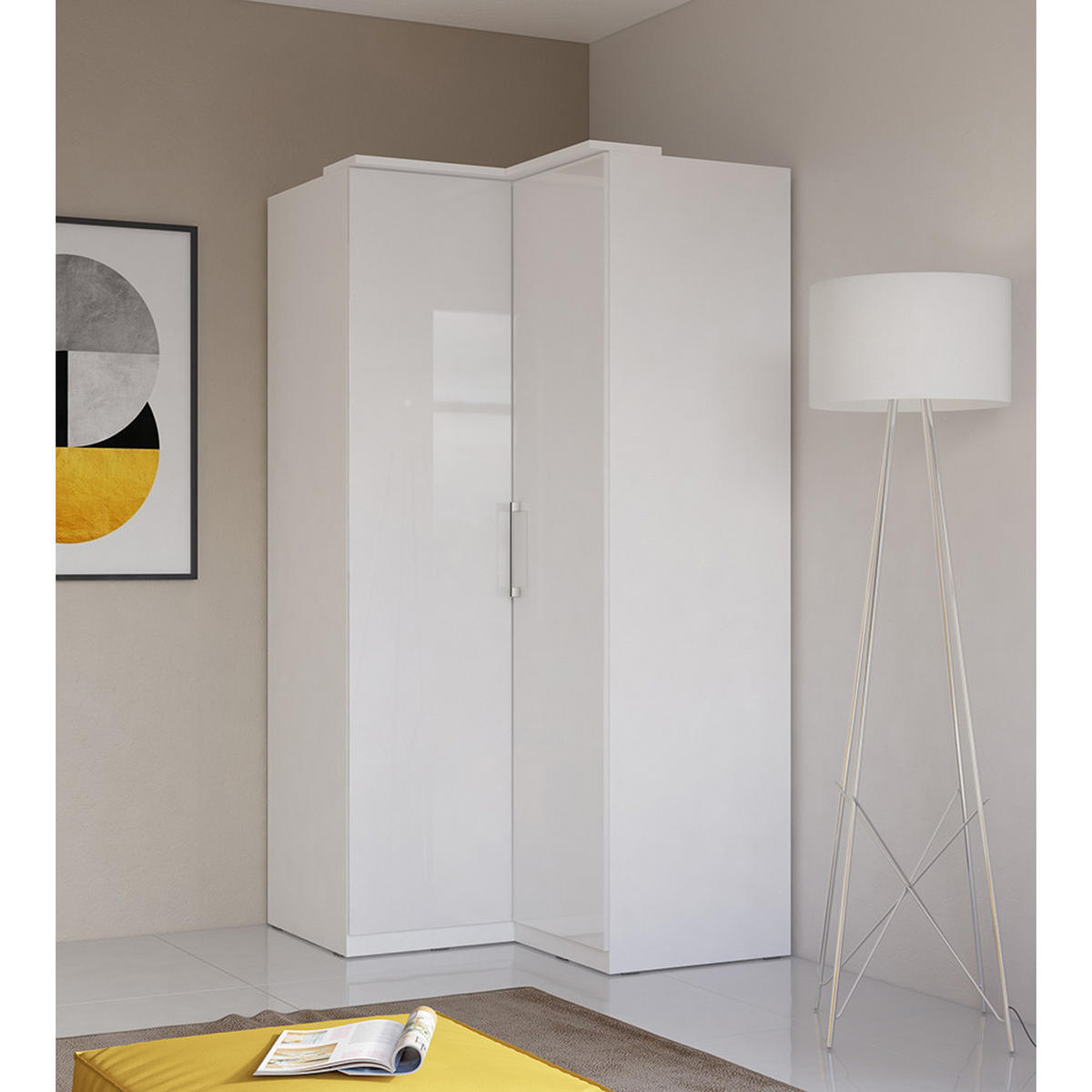 KLEIDERSCHRANK Olmo-83 - Weiß, Holzwerkstoff (109/217/63cm) - Lomado