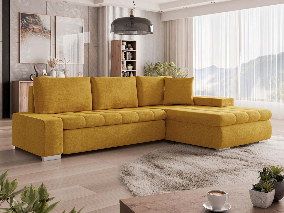 ECKSOFA Orkan Mini Premium - Currygelb, Holz/Textil (265/185cm) - MIRJAN24