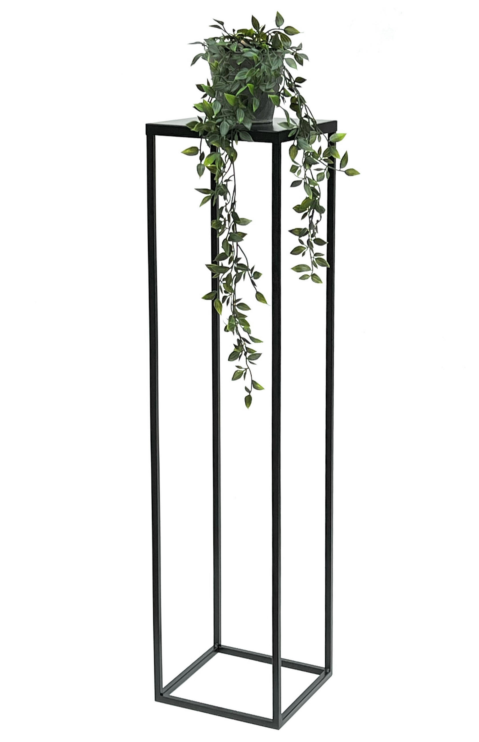 BLUMENHOCKER Metall Schwarz 100 cm Eckig FRA-006 - Schwarz, Metall (24/100/24cm) - DanDiBo