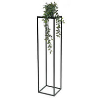 BLUMENHOCKER Metall Schwarz 100 cm Eckig FRA-006 - Schwarz, Metall (24/100/24cm) - DanDiBo