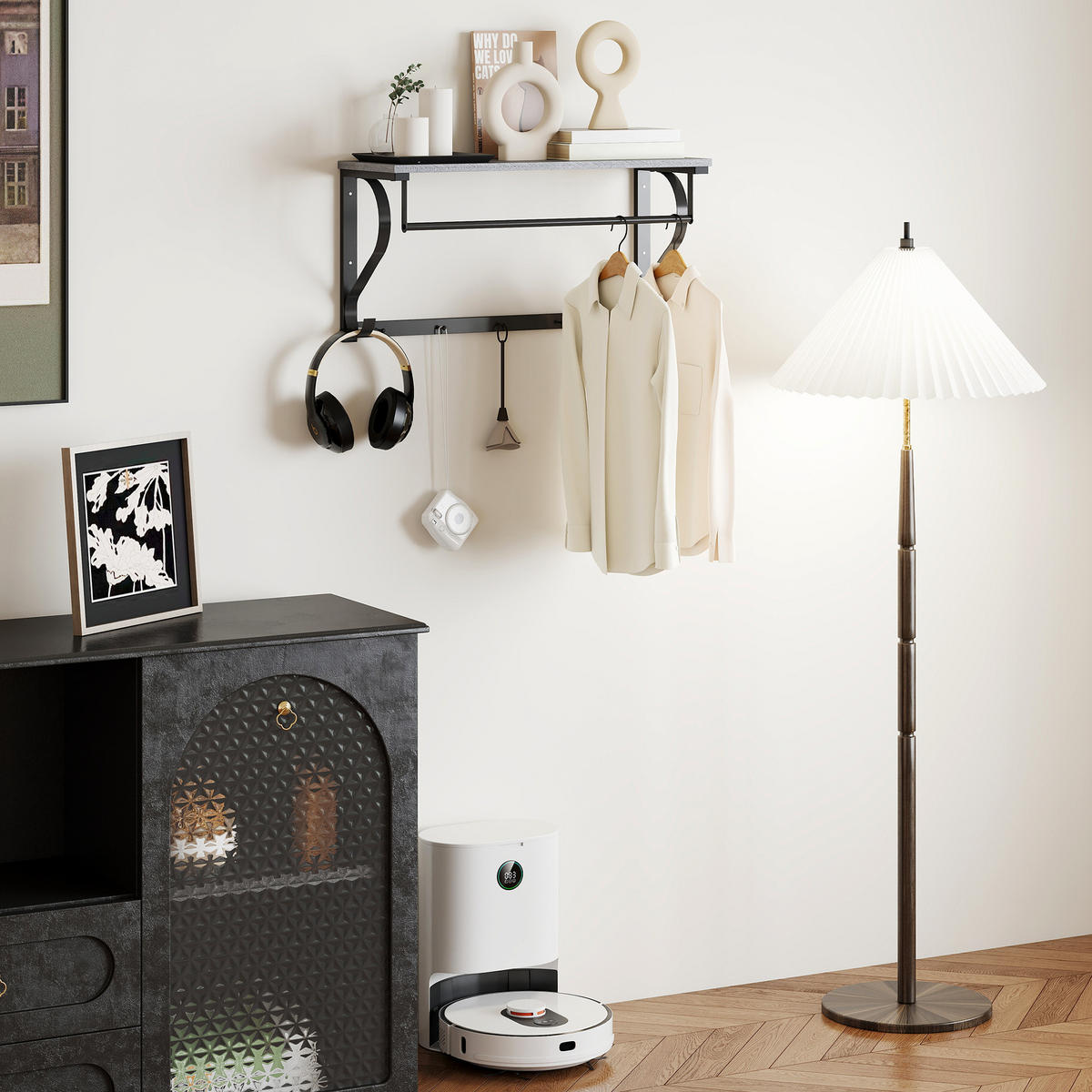 WANDGARDEROBE Grau 1 Stück - Grau, Holzwerkstoff (25/35.4/70cm) - GiPP