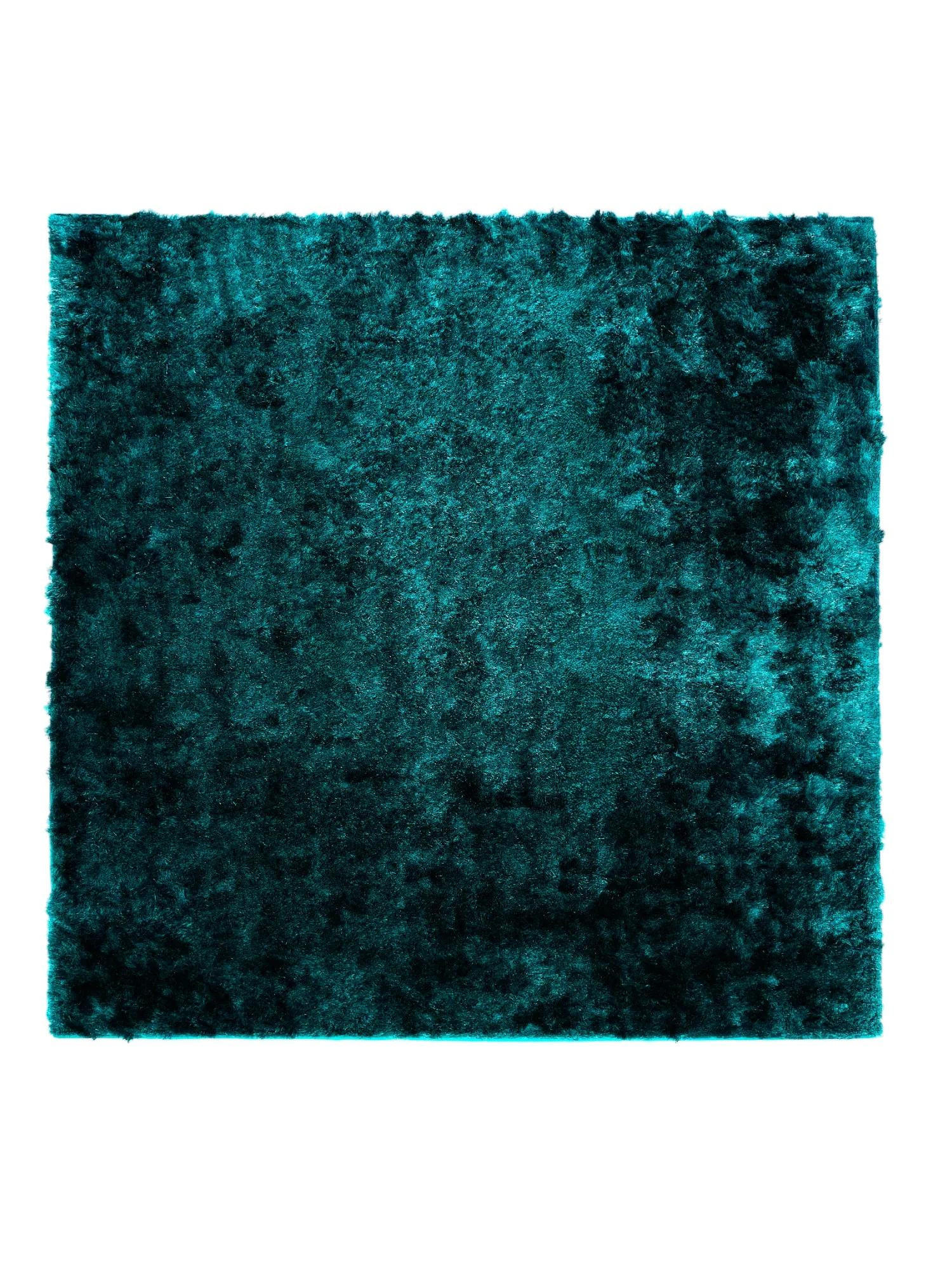 benuta Hochflorteppich Türkis 200x200 cm