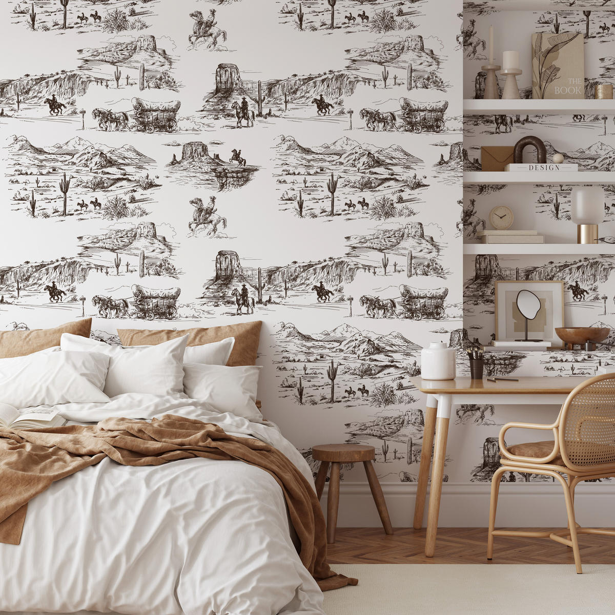 TAPETE Western aus echtem Papier, 200x280cm, 8 Bögen - Braun, Papier (200/280cm) - WALLPAPERS4BEGINNERS