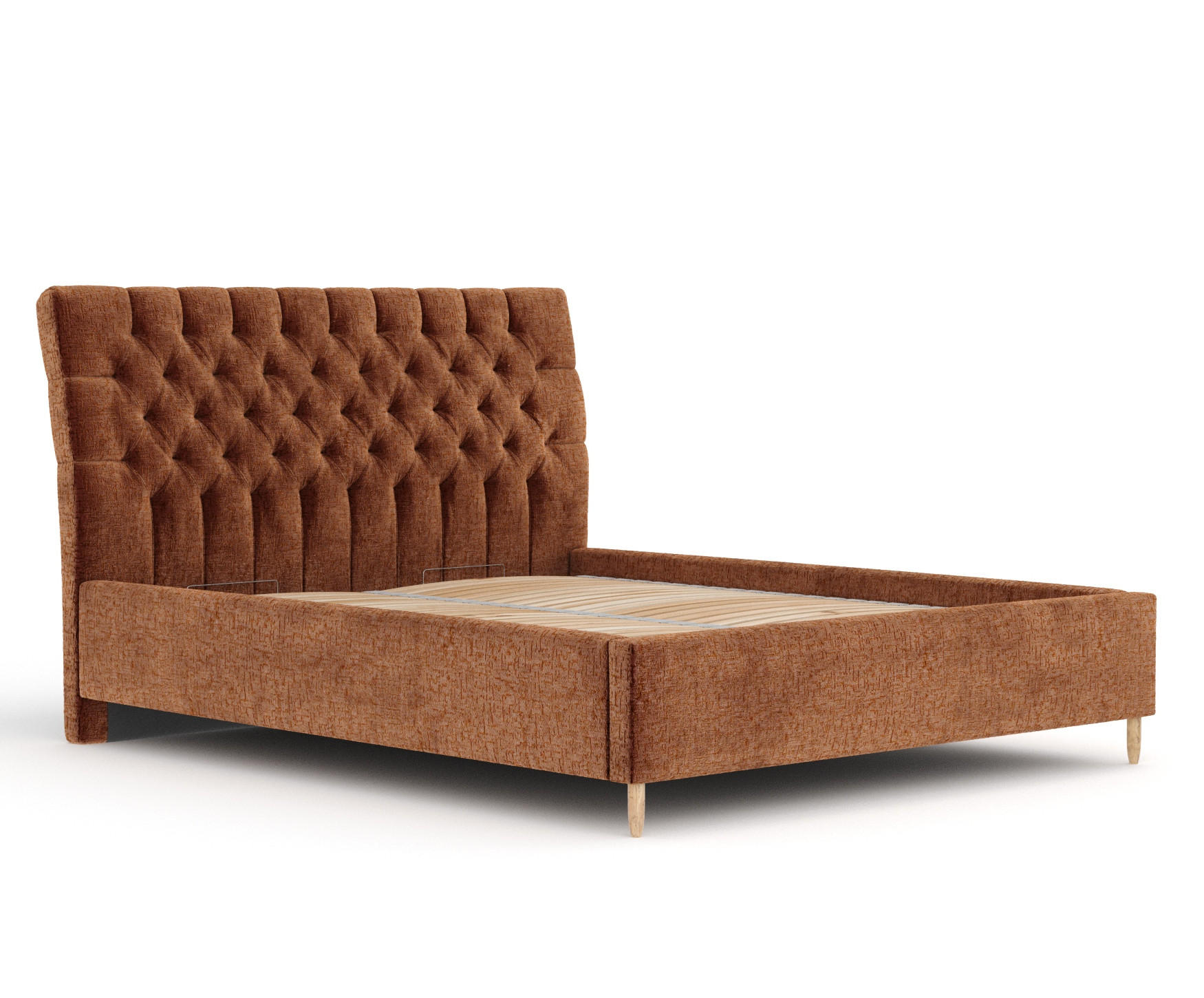 POLSTERBETT Vezzola Dunkelorange 180/200 cm im Chenille-Stoff - Dunkelorange/Naturfarben, Holz/Holzwerkstoff (180/200cm) - Maison de Reve