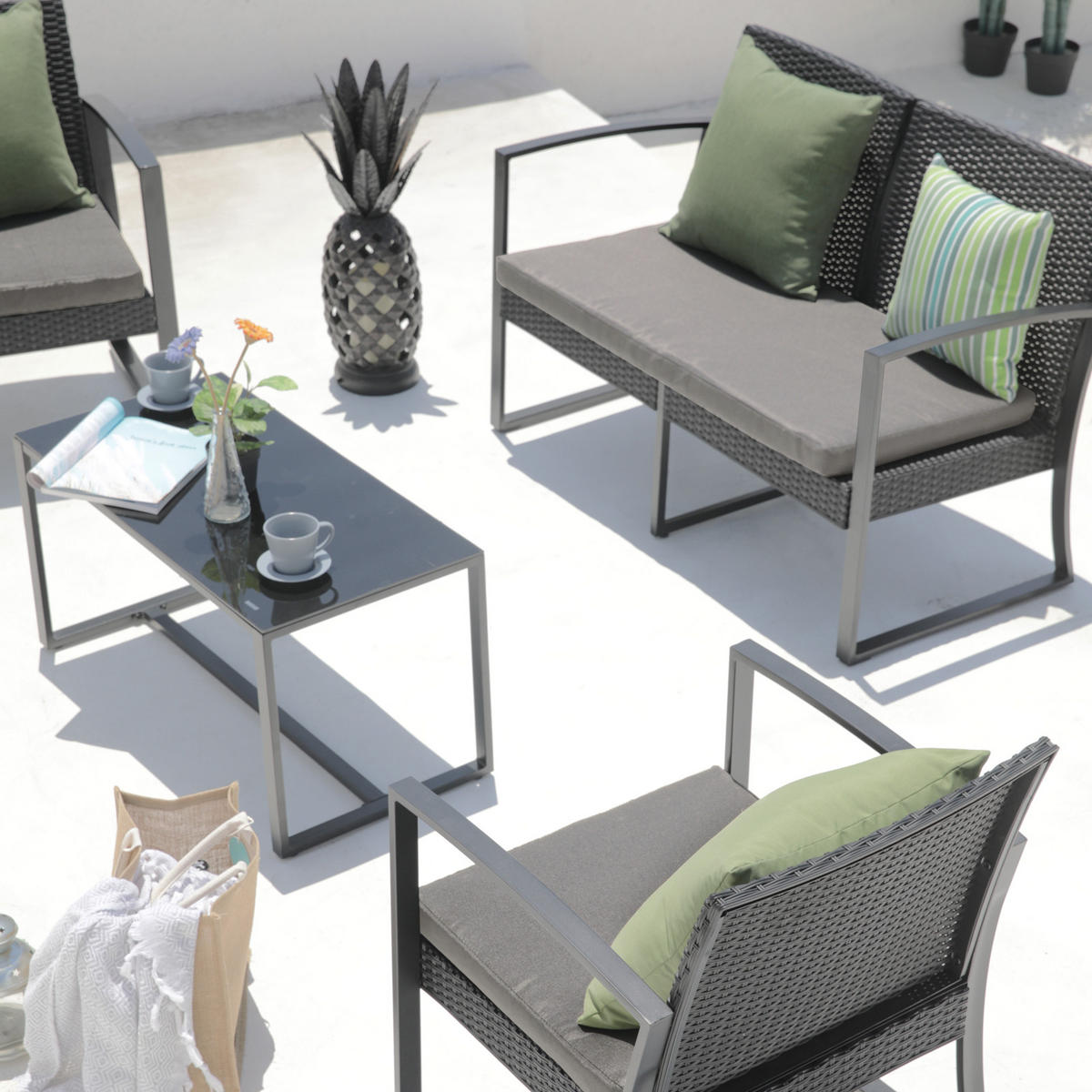 GARTENSET Lois XL Grau/Grau - Grau, Kunststoff - SVITA